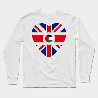 British Palestinian Multinational Patriot Flag (Heart) Long Sleeve T-Shirt